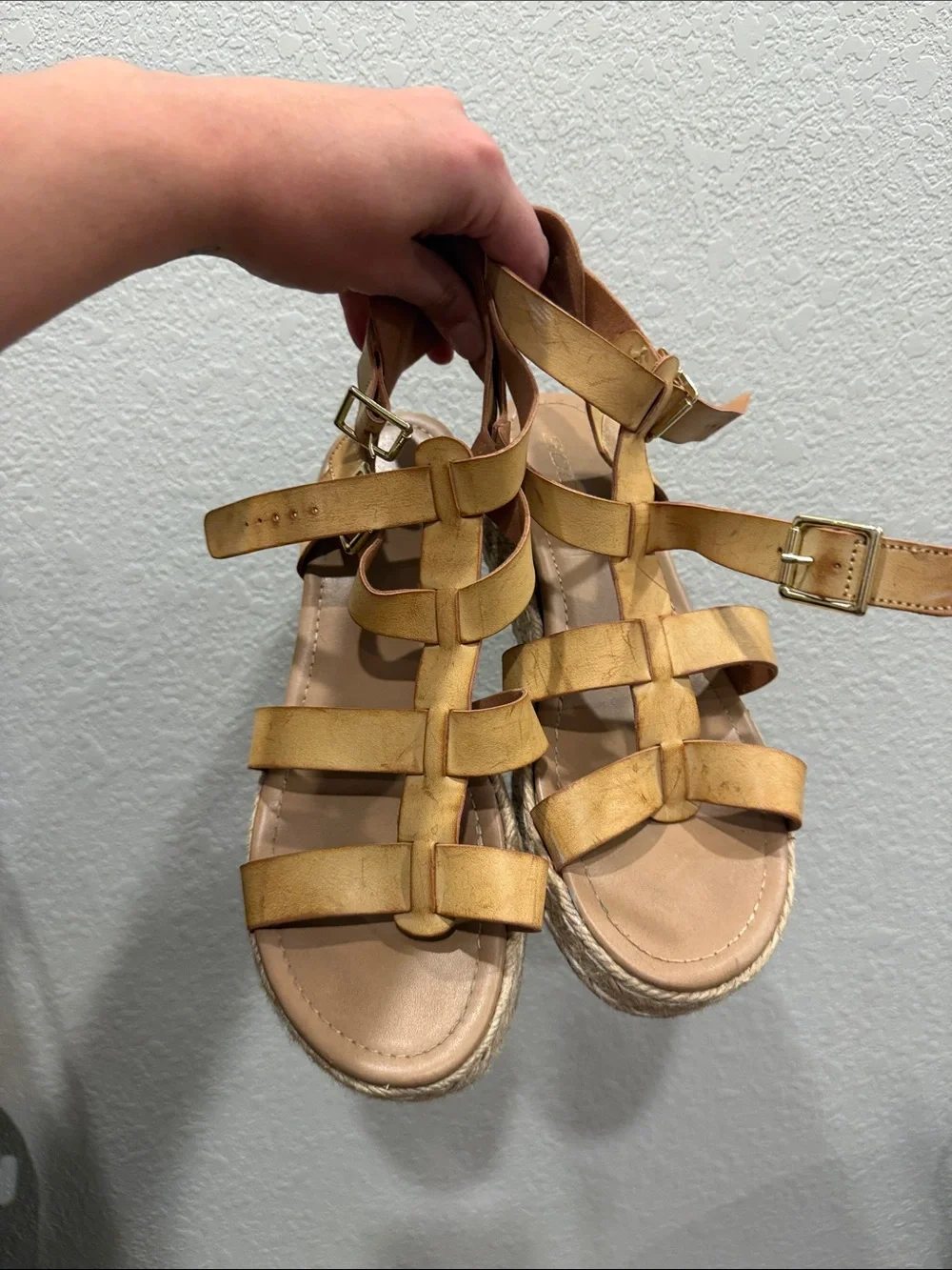 Soda Yellow Strappy Espadrille Platform Sandals
